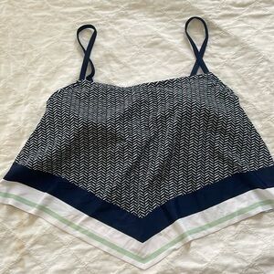 NWT Kona Sol Women's Handkerchief Crop Tankini Top - Navy Blue XS & L    A42